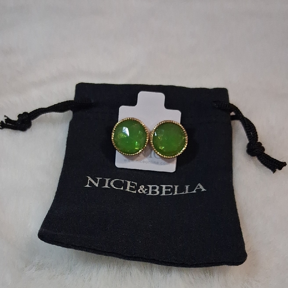 Green and Gold Earrings